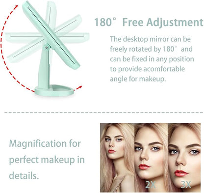 deweisn Tri-Fold Lighted Vanity Tabletop Mount Mirror - Image 4