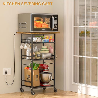 Rolling Kitchen Microwave Cart, 4 Tier Microwave Table Stand - Image 7