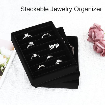 DesignSter Small Jewelry Tray-Ring Organizer 2PCS Premium Velvet Rings Earrings - Image 6