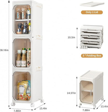3-Tier Slim Tall Narrow Bathroom Storage Cabinet - Image 2