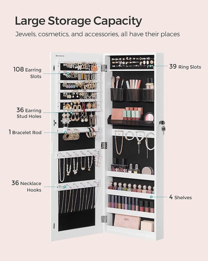 SONGMICS Jewelry Cabinet Armoire, Lockable Wall-Mounted Organizer Unit - Image 3