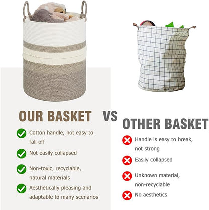 danpinera 79 L Large Laundry Basket, Tall Woven Cotton Storage Hamper - Image 5