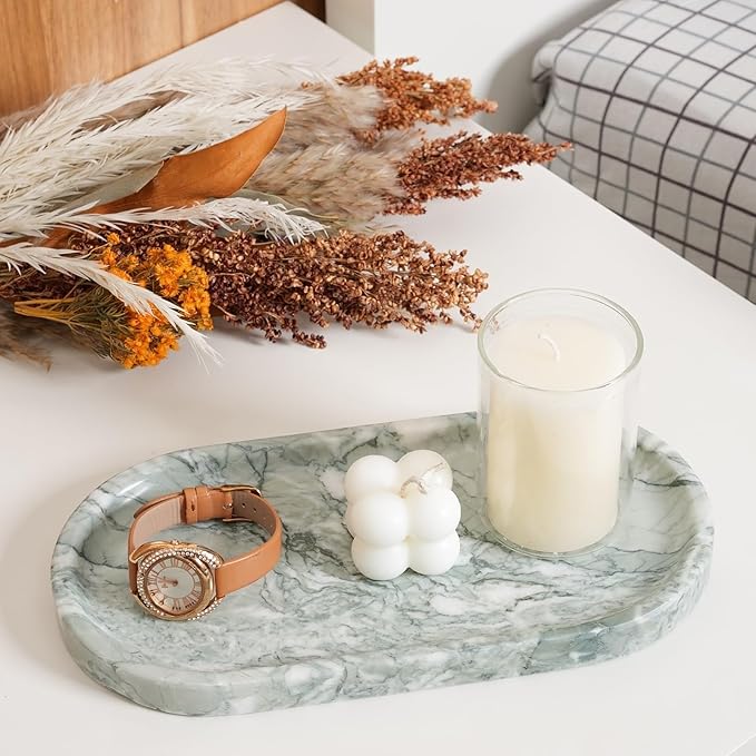 Koville Marble Bathroom Tray for Countertop, Vanity Tray Stone Trays for Decor - Image 5