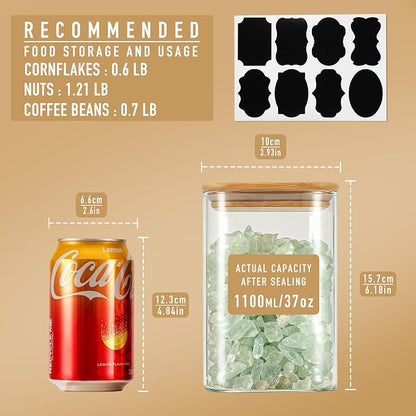 37oz Airtight Glass Square Storage Canister - Image 2