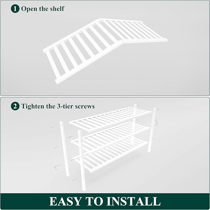 Smiry Bamboo Shoe Rack for Closet, 3 Tier Long Wooden Stackable Shoe Organizer - Image 6
