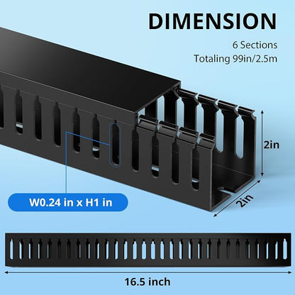 ZhiYo 99in Professional Server Rack Cable Management Raceway, H2in x W2in Cable - Image 3