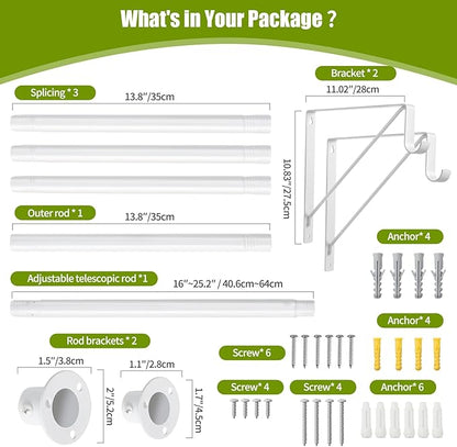 Closet Rod, 16 to 75 Inch Clothes Rods Heavy Duty Adjustable Clothes Rods - Image 7