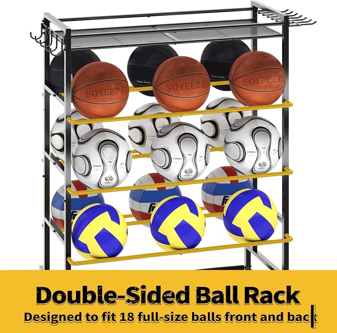 SOYEEZE Garage Sports Equipment Organizer-Large 5 Layer Ball Storage, - Image 3