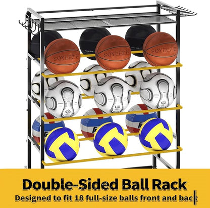SOYEEZE Garage Sports Equipment Organizer-Large 5 Layer Ball Storage, - Image 3