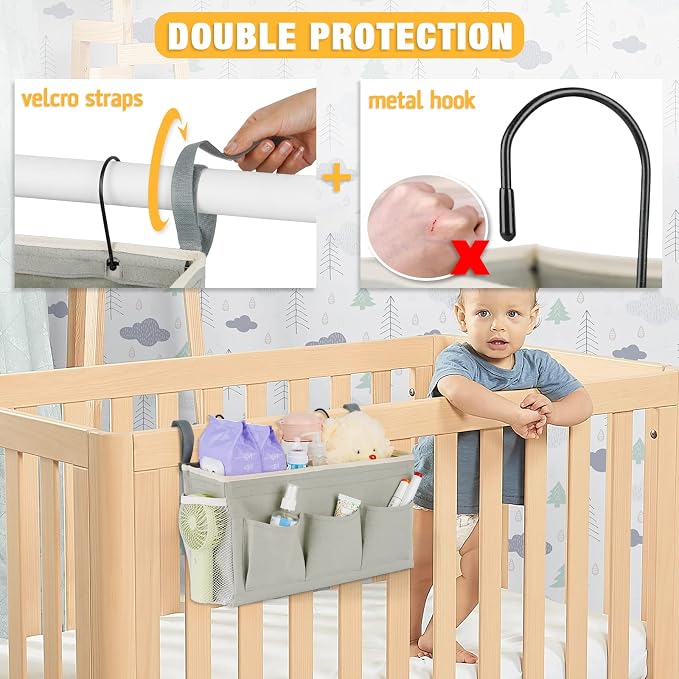 Bedside Storage Organizer with Fixed Straps and Water Bottle Holder - Image 4