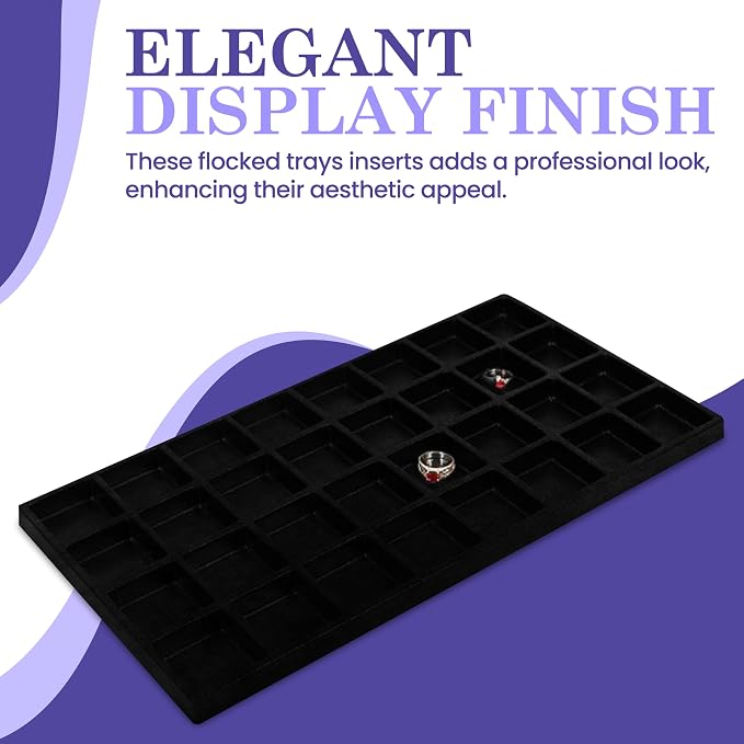 Novel Box 5 Pack 32-Slot Black Liner Jewelry Storage Tray Inserts 14.75x8.25x1 - Image 5