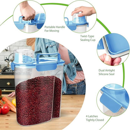 Rice Storage Container, 5 to 10lb Dry Food Airtight Dispenser, Pet Dog Cat Food - Image 4