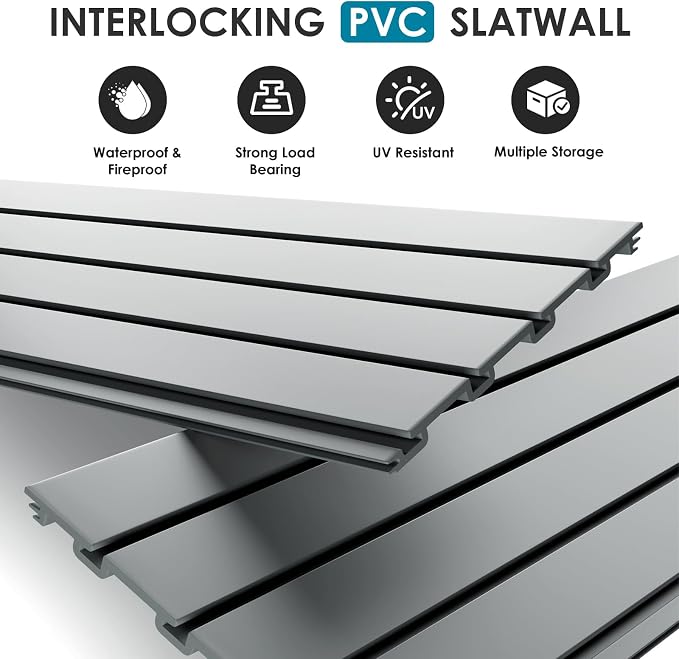 Braki PVC Slat Wall Paneling 4x8 ft, Garage Organizer Storage System, Heavy - Image 2