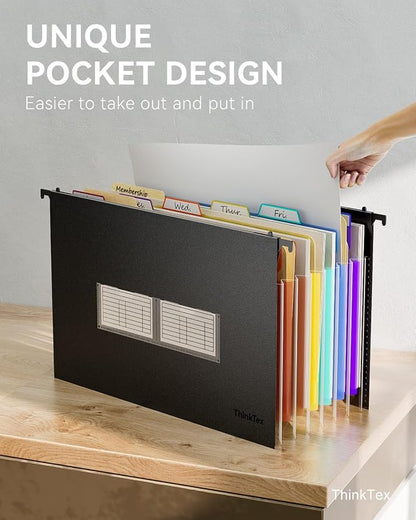 ThinkTex Plastic Expanding Hanging File Folders, 7 Innovative 1.2" Accordion - Image 7