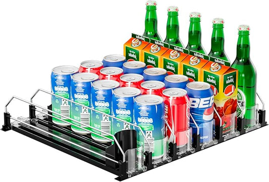 6 Rows Black Drink Organizer for Fridge, 3rd Gen Refrigerator Organizers and by KuukikvDirect