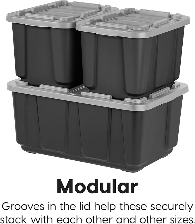 IRIS USA 27 Gallon Heavy Duty Truck Bed Toolbox Storage Tote Bins - Image 5