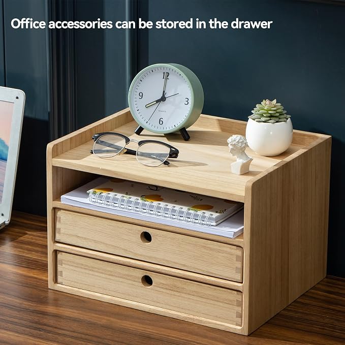 KIRIGEN Desktop Organizer with 2 Drawers and Tray - Image 7