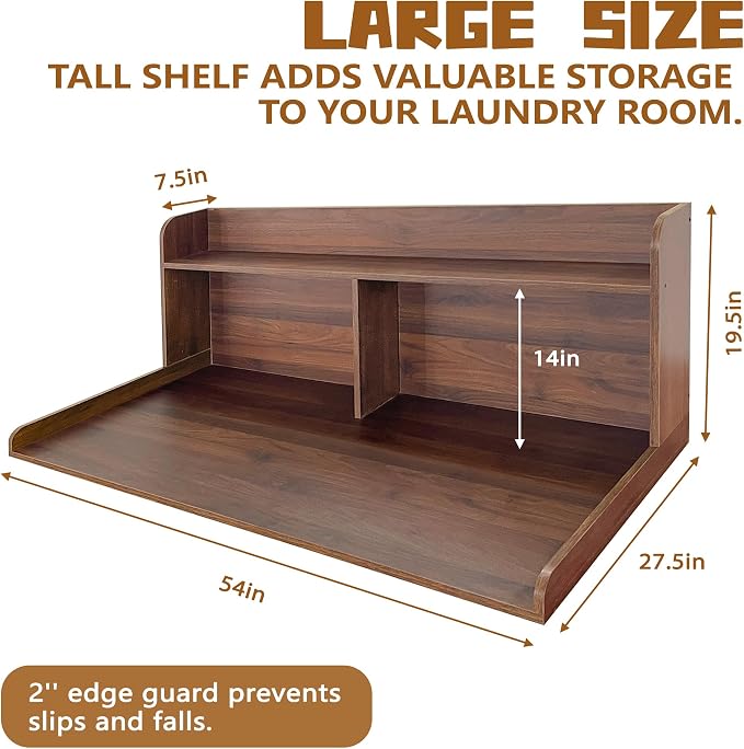 Royxen 2-Tier Washer Dryer Countertop, 19.5" H Wood Washer and Dryer Topper - Image 3