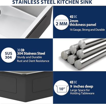 Lordear 25 Inch Undermount Kitchen Sink Workstation 25x19x10 16 Gauge Stainless - Image 5