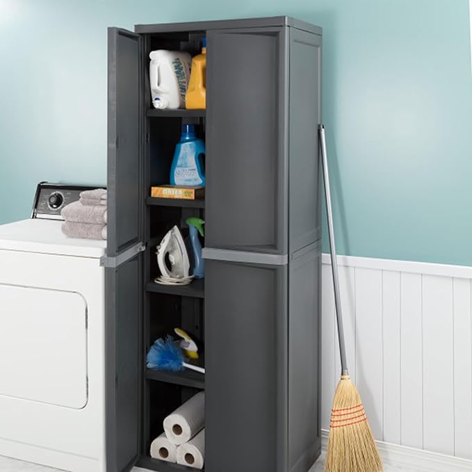 Sterilite 2-Pack 4 Shelf Cabinet, Lockable Utility Storage w/ Adjustable Shelves - Image 6