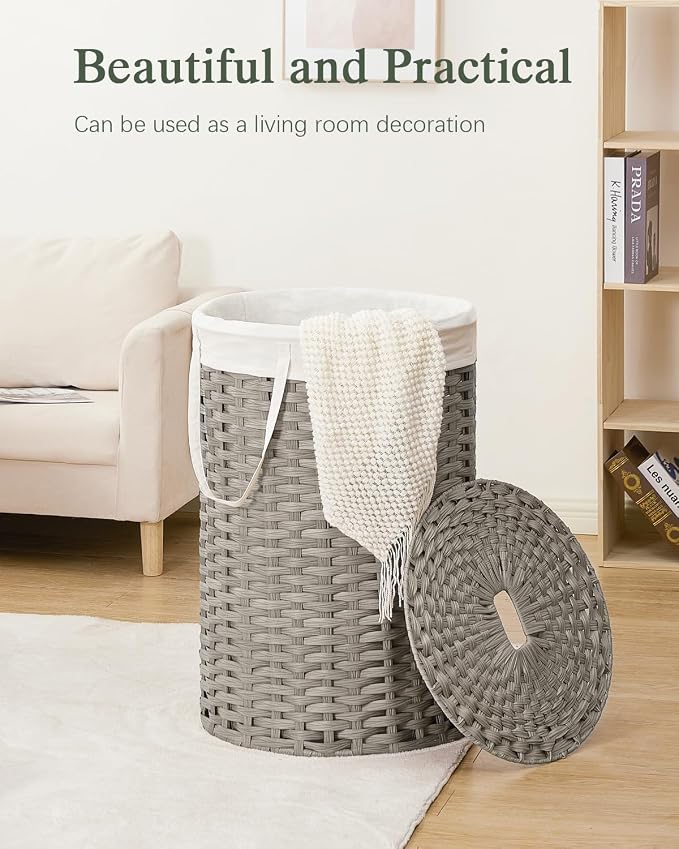 Large Laundry Hamper Laundry Basket Round 34.3 Gal Handwoven Wicker Laundry - Image 7