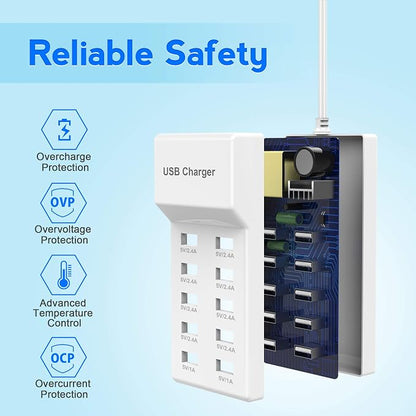 USB Charger Station Block with Rapid Charging Auto Detect Technology Safety - Image 3