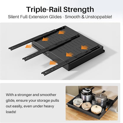 Pull out Cabinet Organizer, Adjustable Full-Extension Adhesive Roll out Shelves - Image 4