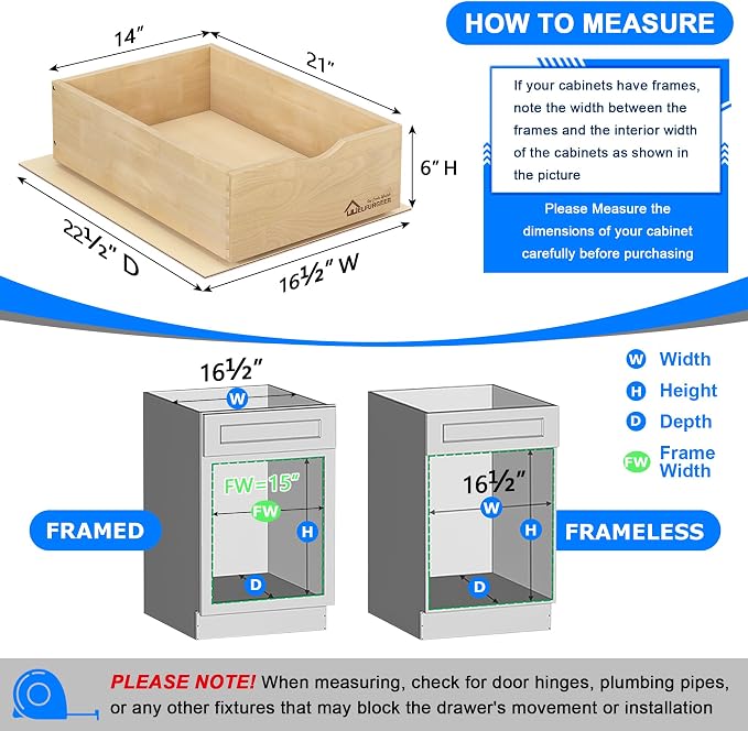 WelFurGeer Premium Birchwood Pull-Out Cabinet Drawers, Soft Close Slide-Out - Image 5