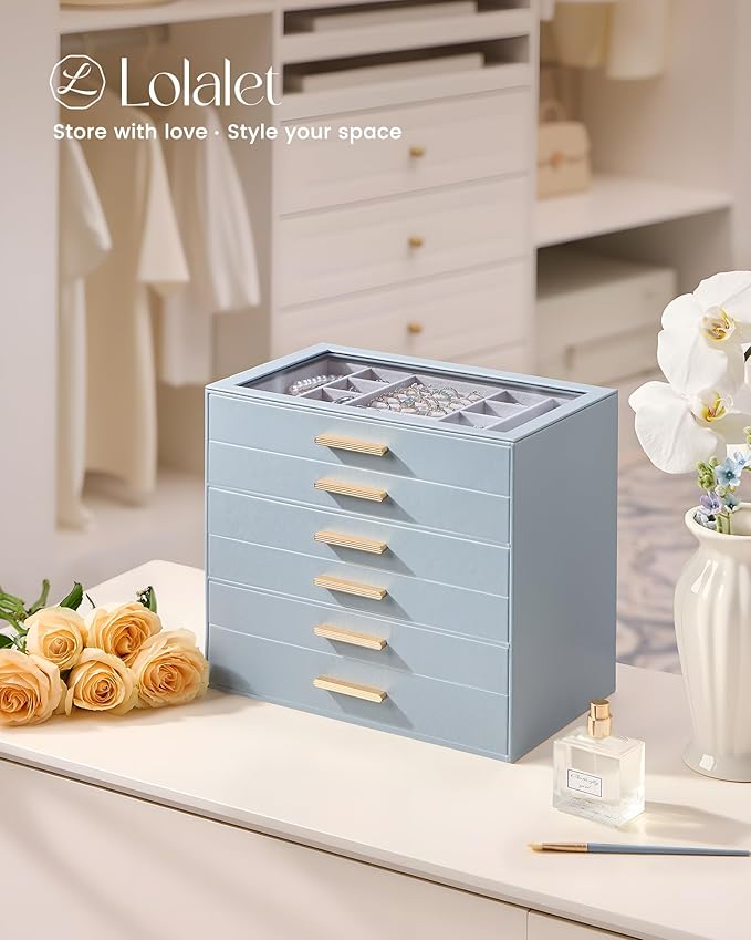 Lolalet Jewelry Box Organizer, 6-Layer Jewelry Organizers and Storage Case - Image 6