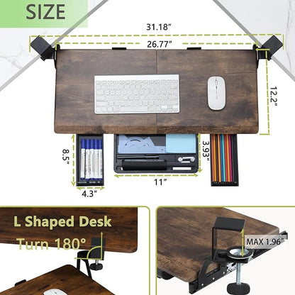 ETHU Keyboard Tray Under Desk, Ergonomic Corner Keyboard Tray - Image 3