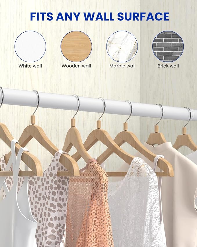 Closet Rods for Hanging Clothes, 17 to 99 Inches Stepless Adjustable Metal - Image 8