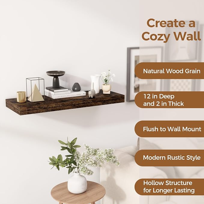 Floating Shelves 30 Inch Long, 12 Inch Deep Floating Shelf - Image 5