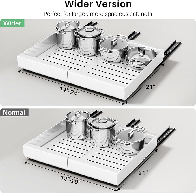 Pull out Cabinet Organizer, Wider Expandable Heavy Duty Slide out Drawers Fixed - Image 3