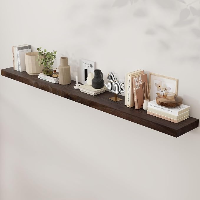 Axeman Floating Shelves for Wall, Rustic Elm Wood 72'' W x 8" D Wall Mantel by Axeman