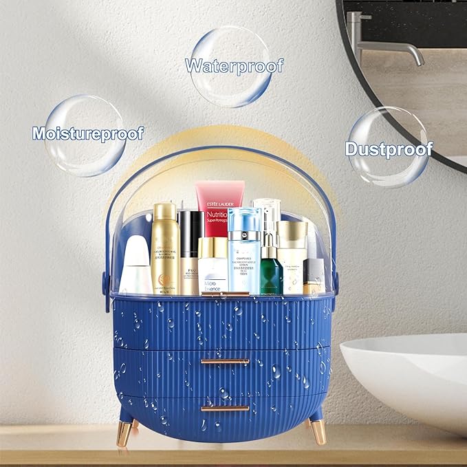 MASSY Egg Shape Makeup Storage Box, Countertop Portable Vanity Cosmetics - Image 4