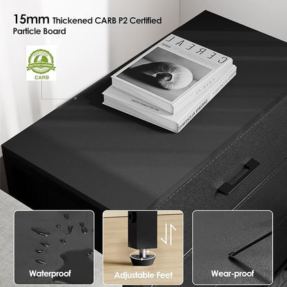 Nightstand with 3 Drawers for Bedroom, Storage Dresser with Fabric Drawers and - Image 4