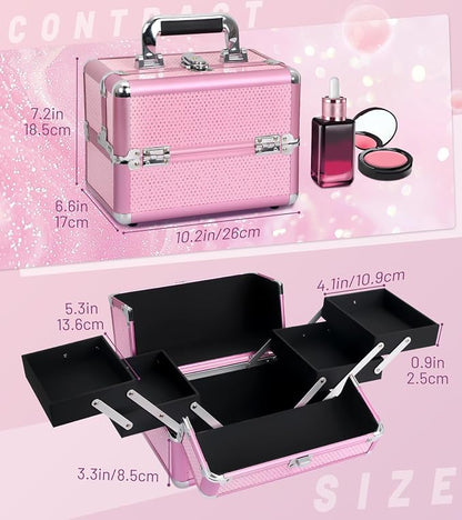 Makeup Train Case Cosmetic Organizer Case Makeup Box Portable Make Up Artist - Image 2