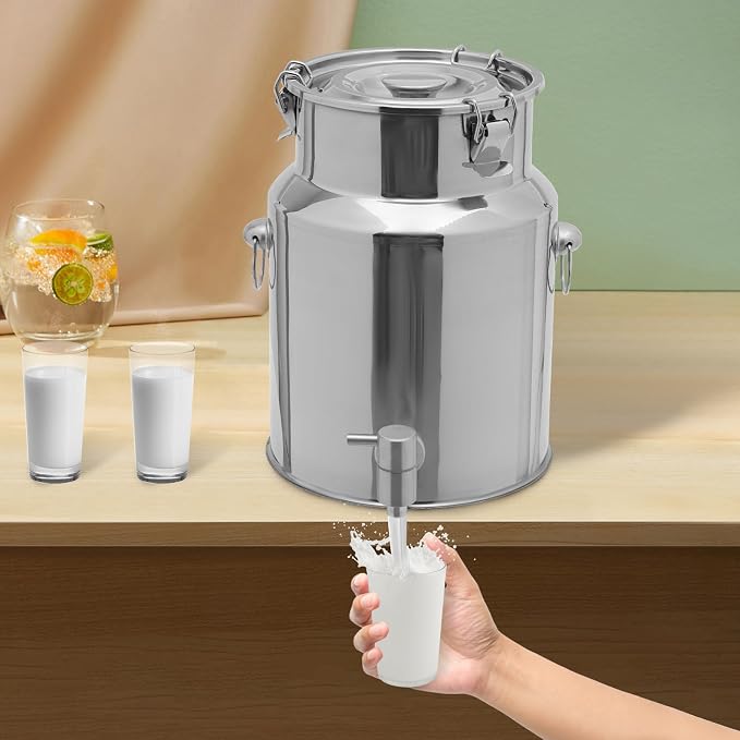 Milk Can Barrel Stainless Steel Beverage Drink Dispenser Large Capacity Storage - Image 2