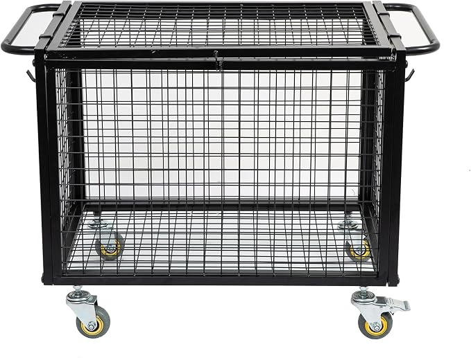 Metal Basketball Rolling Cart Sports Equipment Storage Wheel Basket Matte Black - Image 3