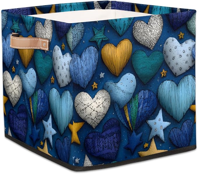 TropicalLife 13x13x13 Inch Large Fabric Storage Cube Vintage Valentine's Day by TropicalLife