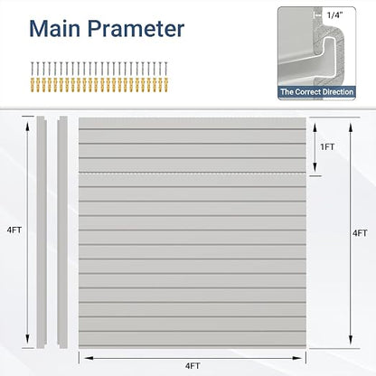 Slatwall Panel 4 FT x 4 FT, Interlocking Slat Wall Paneling, Wall Mounted PVC - Image 2