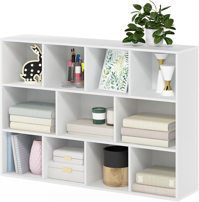 Furinno LUDER Book Shelf, 11-Cube Bookshelf, Reversible Bookcase, 9.4 x 29.1 x - Image 7