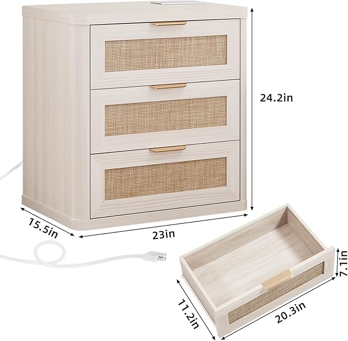 LEYAOYAO Rattan Night Stand Set of 2 - Image 3