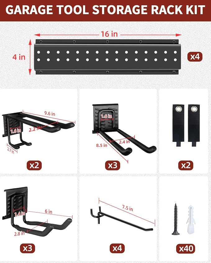 64-Inch Garage Storage Tool Organizer Wall Mount, Heavy Duty Garage - Image 8