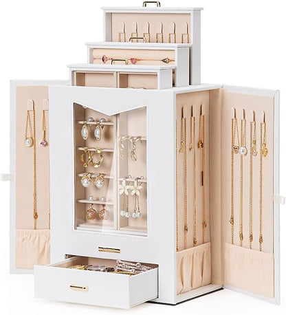 Homde Jewelry Organizer with Transparent Window Necklace Hooks Gift by Homde
