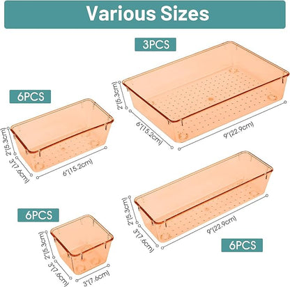 WOWBOX 25 PCS Plastic Drawer Organizer Set, 4 Sizes Desk Drawer Divider - Image 2
