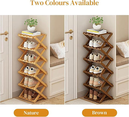 YYW Bamboo Shoe Rack for Entryway, Installation-Free and Foldable Vertical Shoe - Image 4
