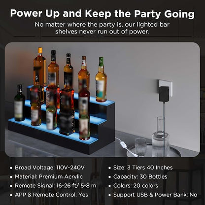 Dethan 3 Tier 48 Inch Liquor Bottle Display Shelf - Image 4