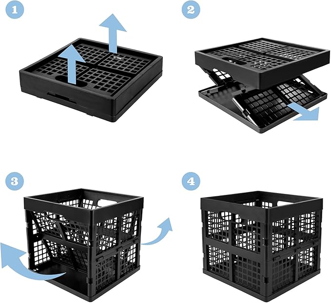 3-Pack Collapsible Plastic Storage Crates, Foldable Crates - Image 5