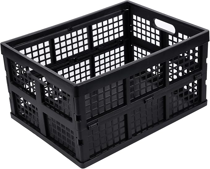 3-Pack Plastic Collapsible Storage Crates-30L, Foldable Plastic Crates - Image 2